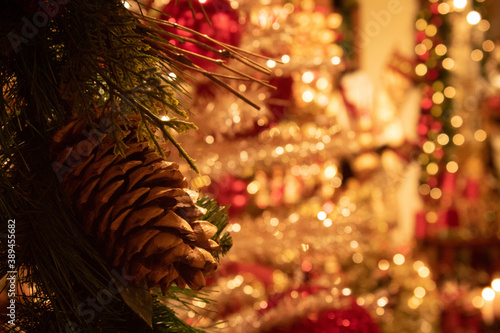 Christmas tree on illuminated background