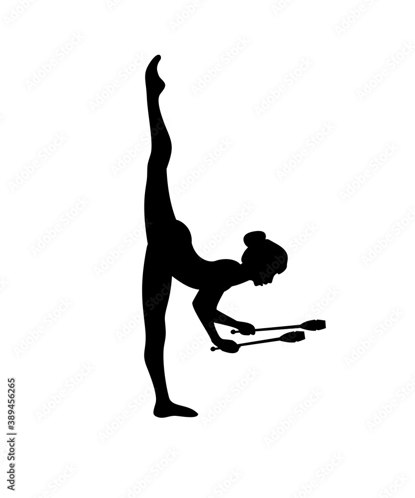 Gymnast with clubs. Rhythmic Gymnastics. Vector drawing. Clubs are separate  objects. 24542559 Vector Art at Vecteezy