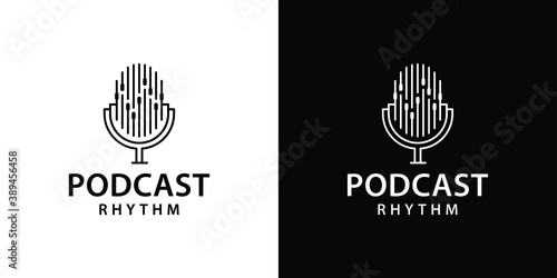 Creative podcast with sound rhythm logo design inspiration template