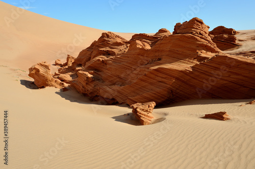Petrified sand structures like rocks in the Namib Desert
