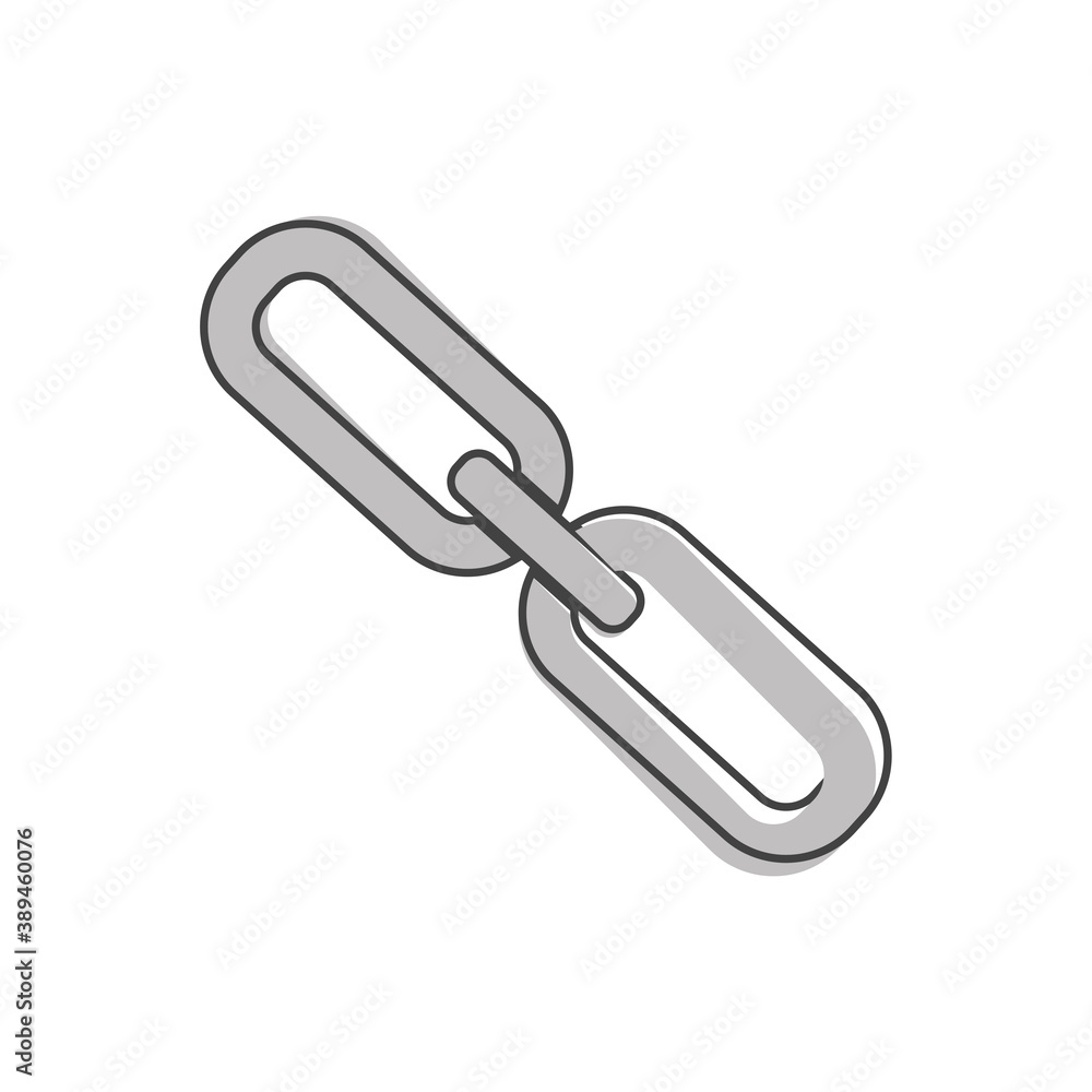 Chain links vector icon cartoon style on white isolated background.