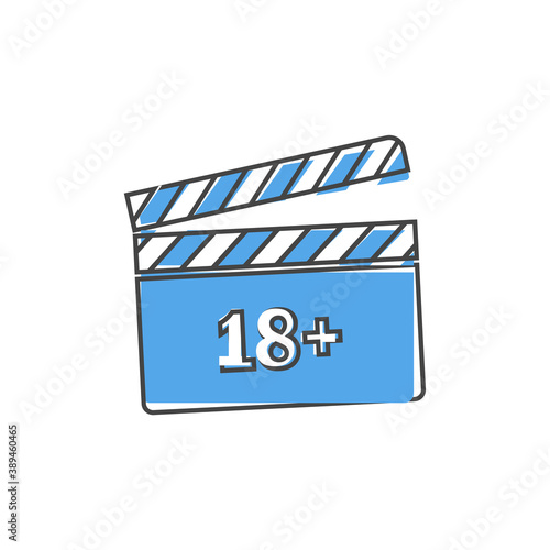 Vector icon film 18. Age restriction symbo on white isolated background.