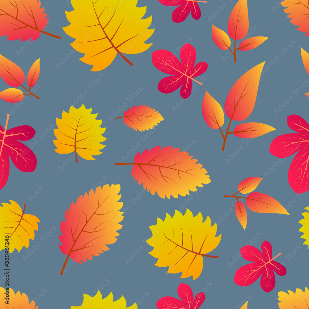 Autumn seamless background with colorful leaves