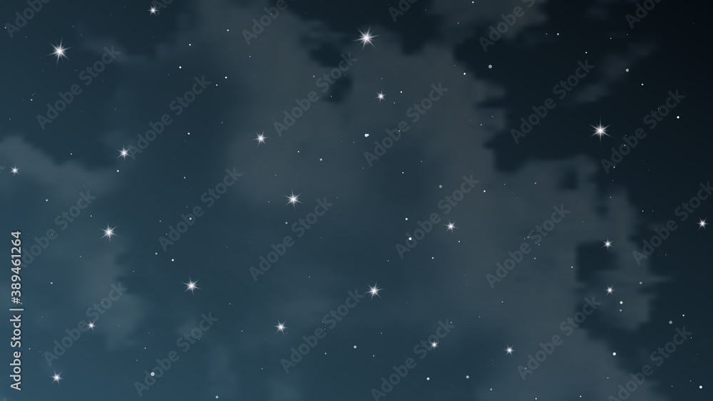 Fototapeta premium Night sky with clouds and many stars