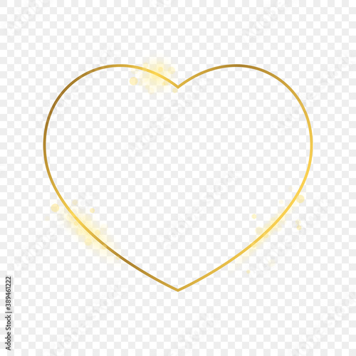 Gold glowing heart shape frame