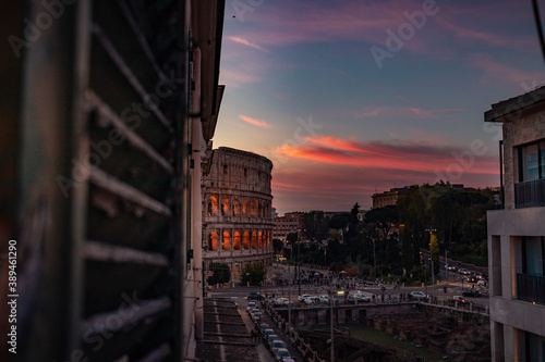 Photography sunset over the Colosseum city of Rome