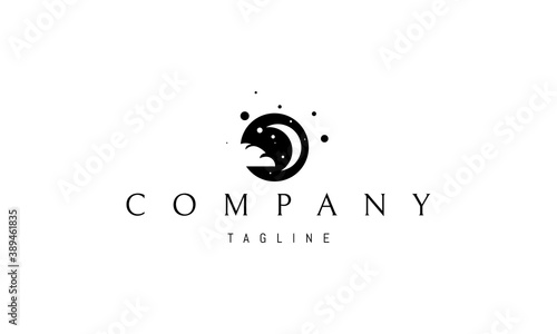Vector logo on which an abstract image of the night sky where there is a bun instead of a cloud.