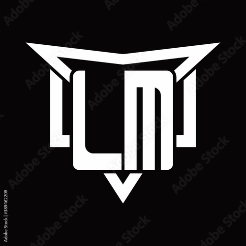 LM Logo monogram with triangle sharp and half square rounded design template