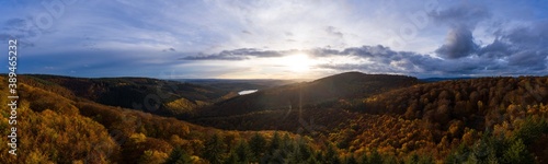 the rothaargebirge mountains in germany in autumn as a high definition panorama
