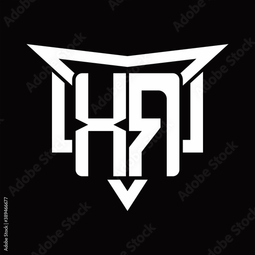 XR Logo monogram with triangle sharp and half square rounded design template