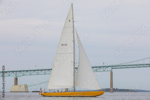 Sailing on Narragansett Bay in racing yachts