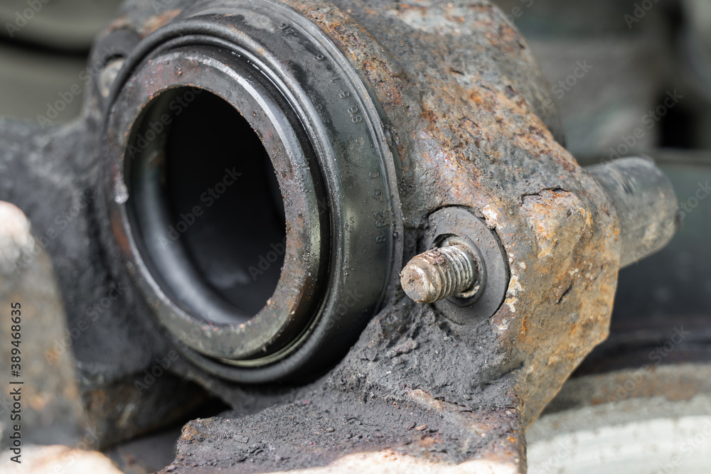 Caliper brake cylinder. Close up view.