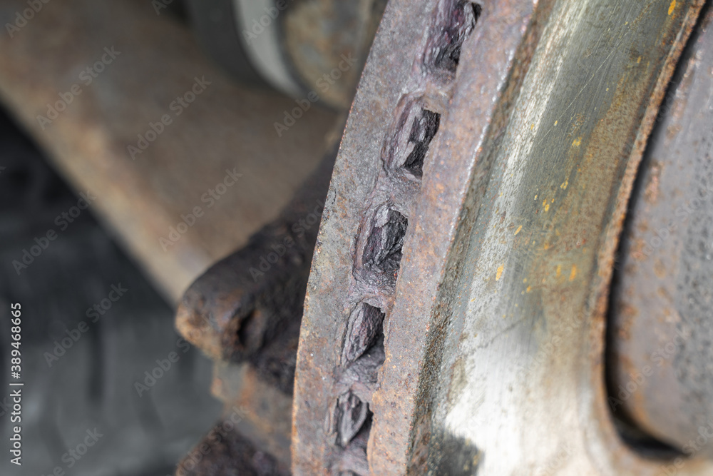 Car rusty Brake Disc close up view. Car rusty Brake Disc close up view.