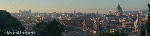 Panoramic view of Rome at sunrise