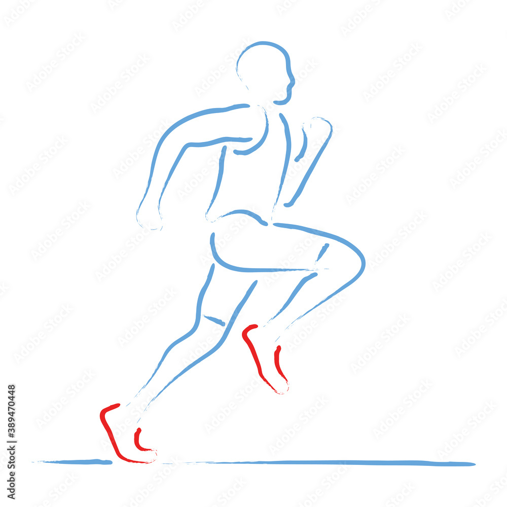 Stylized vector illustration with athlete in a speed race Stylized vector illustration with athlete in a speed race