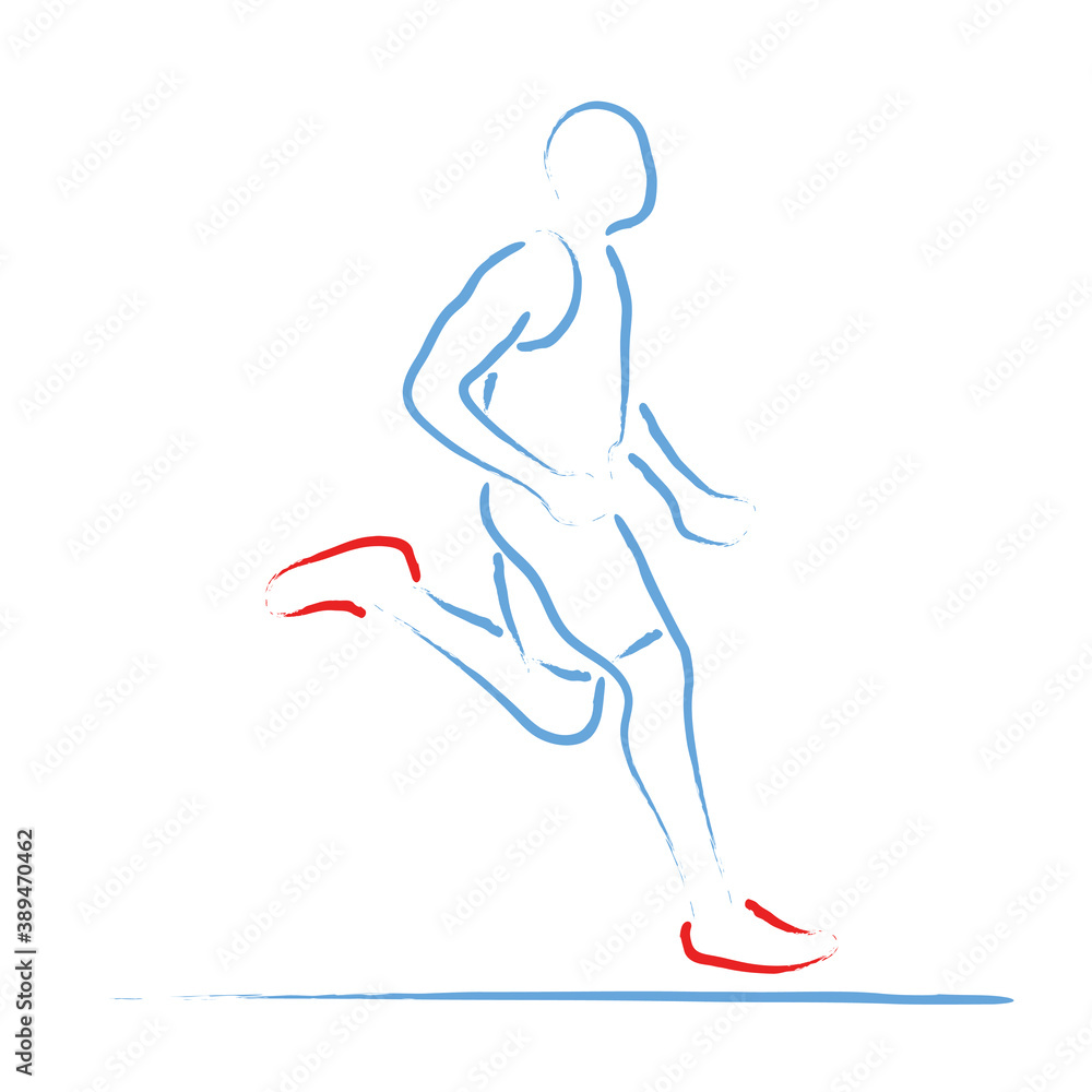 Stylized vector illustration with athlete in a speed race