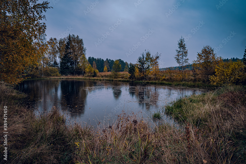 Fototapeta premium Evening sunset near the river