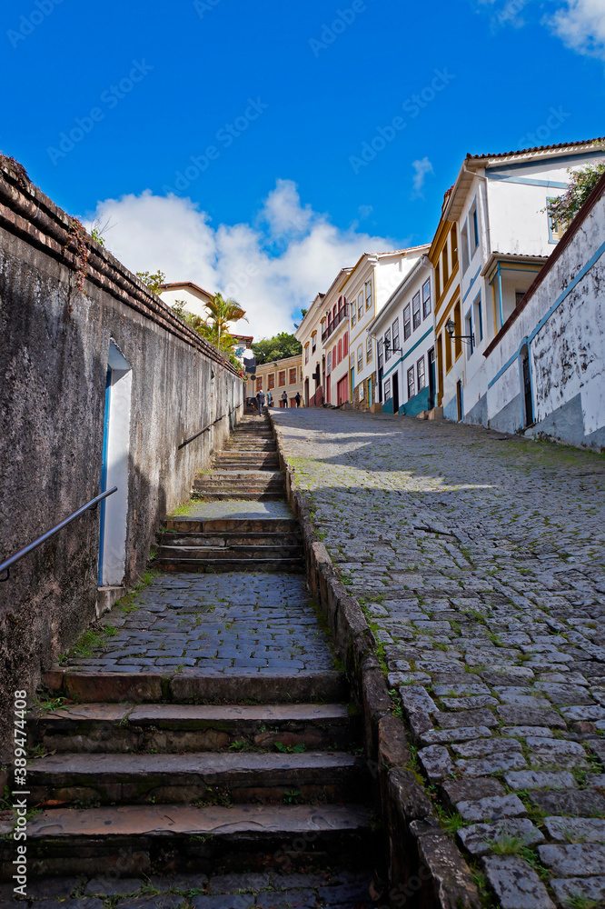 Typical street in historical city of Ouro Preto, Minas Gerais, Brazil Typical street in historical city of Ouro Preto, Minas Gerais, Brazil