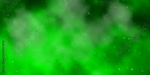 Light Green vector background with small and big stars. © Guskova