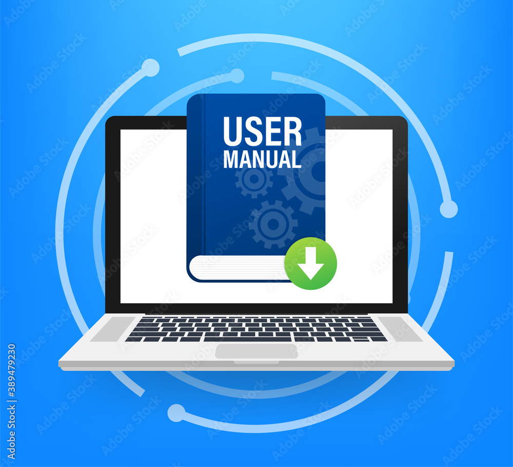 Download User manual book illustration in flat style. Vector illustration. Download User manual book illustration in flat style. Vector illustration.