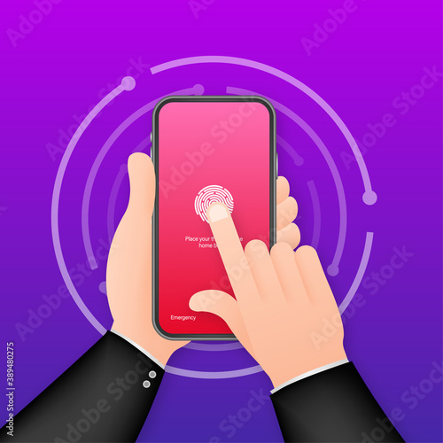 Screen lock authentication password smartphone background template. Illustration of phone ID recognition screenlock password or lockscreen passcode numbers display.