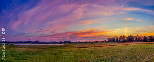 Panoramic of Sunset at Crandell Lake