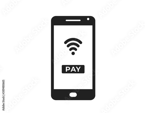 mobile phone payment icon. paypass and mobile wireless connection symbol