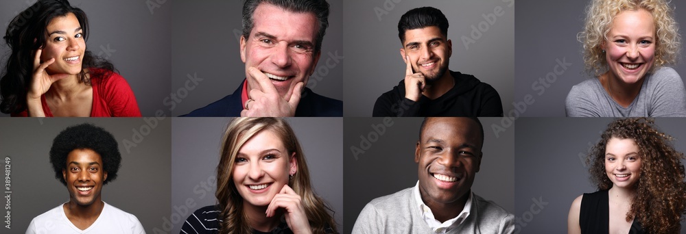 Obraz premium Group of happy people in front of a background