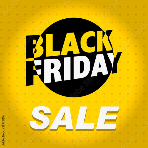 Black Friday eclipse. Yellow background and black circle. Vector.