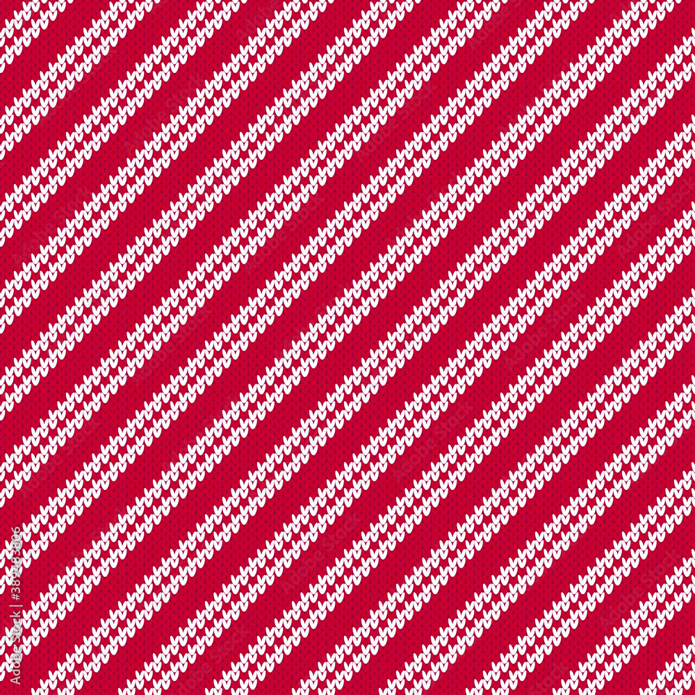 White knitted diagonal stripes on red background sweater seamless pattern. White knitted diagonal stripes on red background sweater seamless pattern.