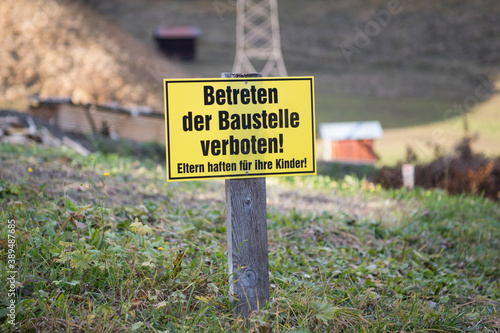 Wallpaper Mural Do not enter sign on a construction site in German Torontodigital.ca