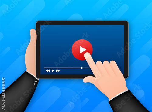Template video frame. Template media player. Mobile app interface. Vector stock illustration.