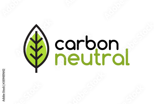 Carbon neutral icon logo. CO2 energy monoxide carbon ecology background label concept.