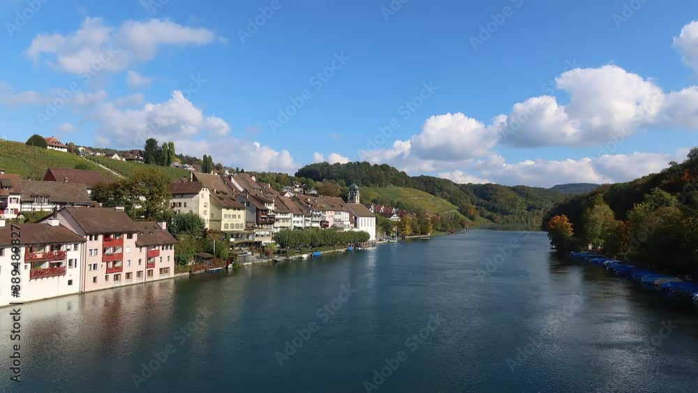Swiss village of Eglisau at Rhine river Swiss village of Eglisau at Rhine river