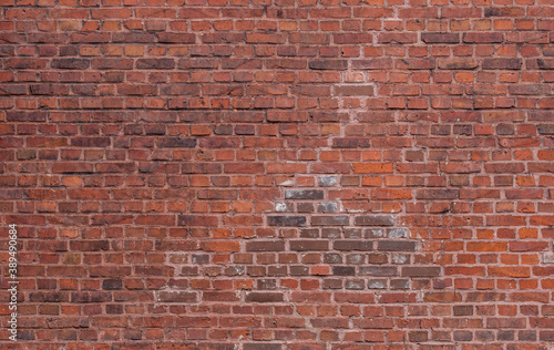 Photo texture of old grunge red brick wall background