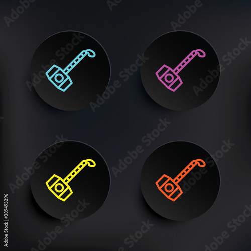 Mjolnir dark badge color set icon. Simple thin line, outline vector of mythology icons for ui and ux, website or mobile application on dark gradient background