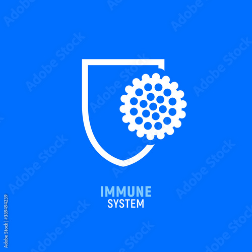 Immune bacteria system sign. Antibacterial virus sign. Immune protection antiseptic, anti desease immune icon