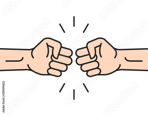 Fist bump icon hand. Strong fight vector friendship bro flat fist bump icon desing
