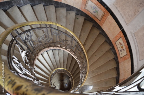 spiral staircase in old house  Lviv  Ukraine