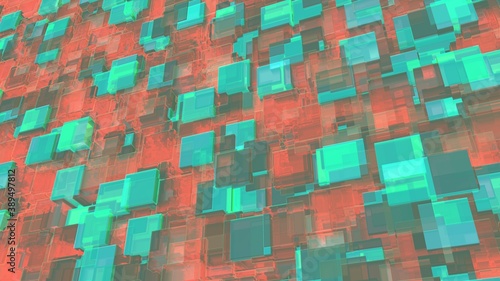 Foto Red and blue cubic background