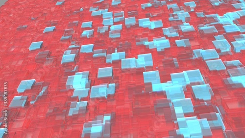 Obraz na plátne Red and blue cubic background