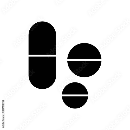 Vector Medicine icon, tablets symbol on isolated white background for UI/UX and website.