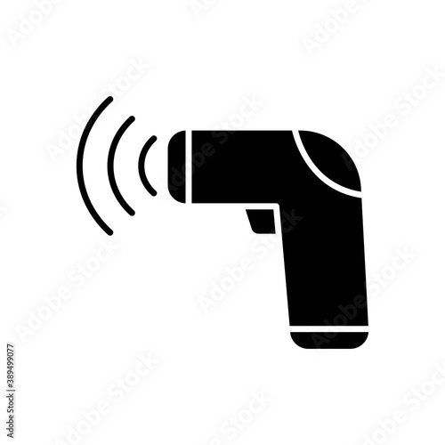 Vector Infrared thermometer icon, contactless digital thermometer symbol on isolated white background for UI/UX and website.