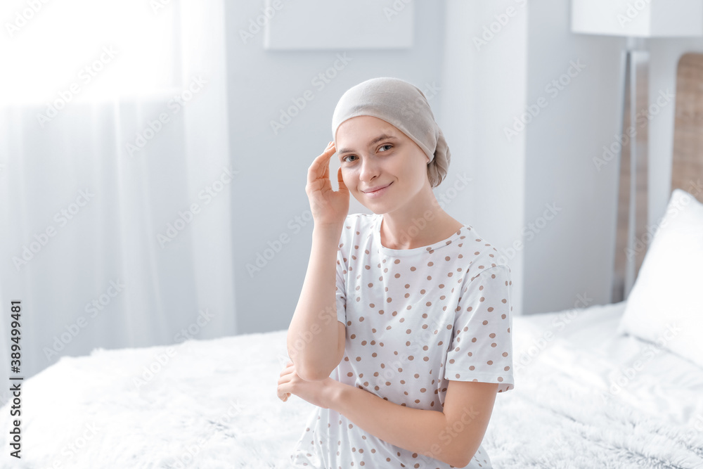 Woman after chemotherapy at home Woman after chemotherapy at home