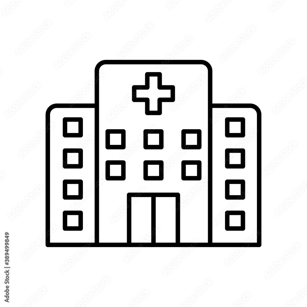 Vector Hospital building icon on isolated white background for UI/UX and website. Vector Hospital building icon on isolated white background for UI/UX and website.
