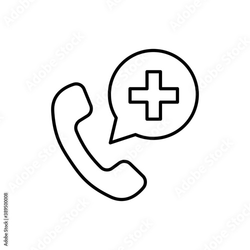 Vector Medical call icon, emergency call, medical support symbol on isolated white background for UI/UX and website.