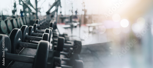 Panel kuchenny z motywem gym sport workout concept. Healthy club fitness protection service cleaning in the gym. interior of fitness gym sport club. health sport club with space background. 