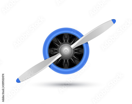 Plane blade propeller, vector airplane wood engine logo icon. Aircraft propeller fan