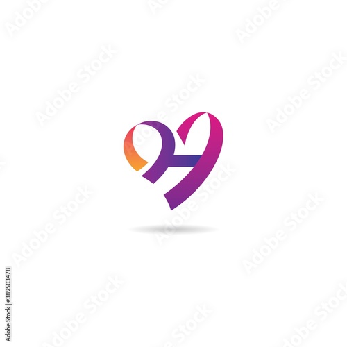 initial h with love logo design icon element template