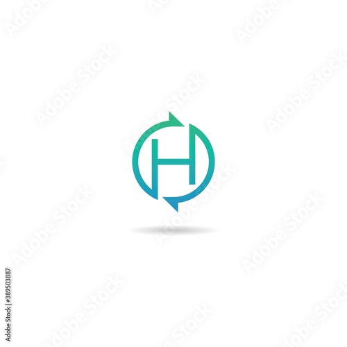 initial h with circle logo design icon element template
